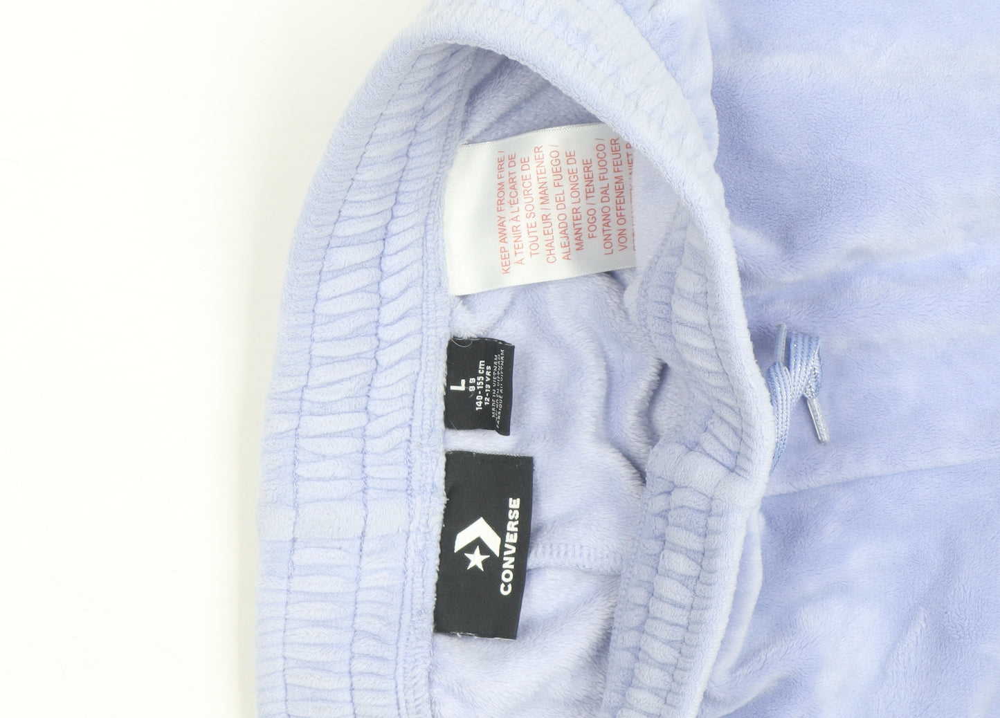 Converse Women Blue Velour Lounge Pants L Lightweight