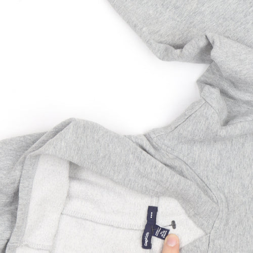 GAP Kids Boys Grey Pullover Hoodie with Blue Logo - Size 6-7 Years