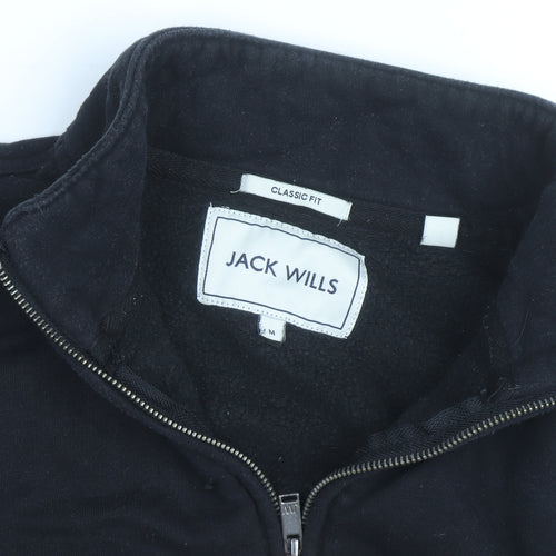 Jack Wills Men's Black Quarter Zip Classic Fit Sweatshirt M