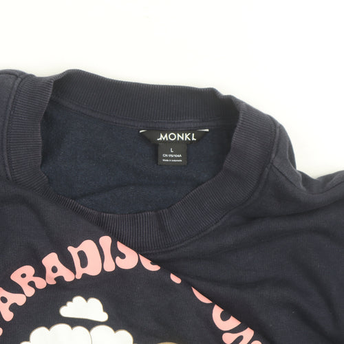 Monki Unisex Blue Paradise Found Graphic Pullover Sweatshirt L