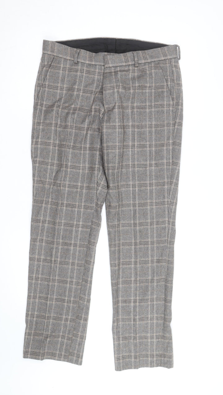 Refectory Men's Grey Check Wool Blend Dress Pants 32R