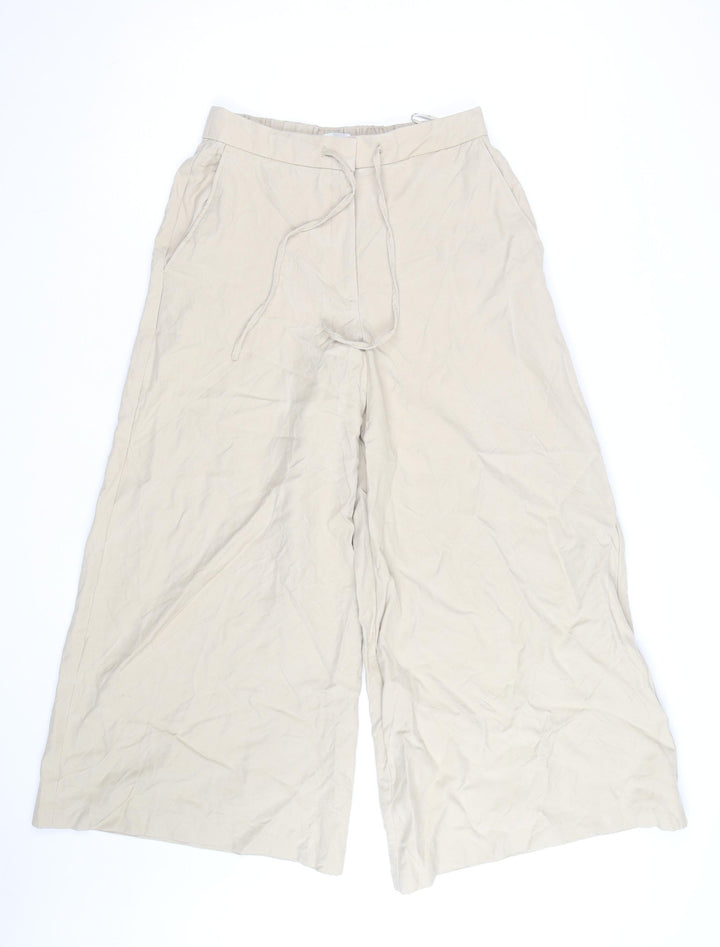 Marks and Spencer Women’s Beige Wide-Leg Cotton Trousers Size 10