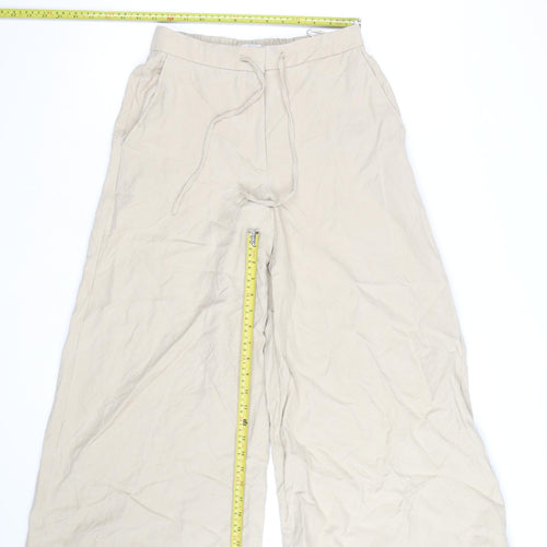 Marks and Spencer Women’s Beige Wide-Leg Cotton Trousers Size 10