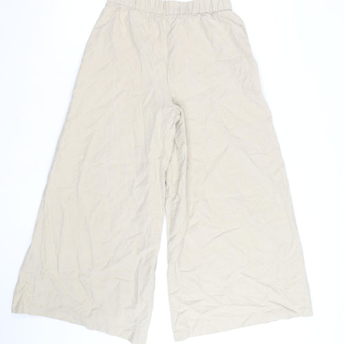Marks and Spencer Women’s Beige Wide-Leg Cotton Trousers Size 10