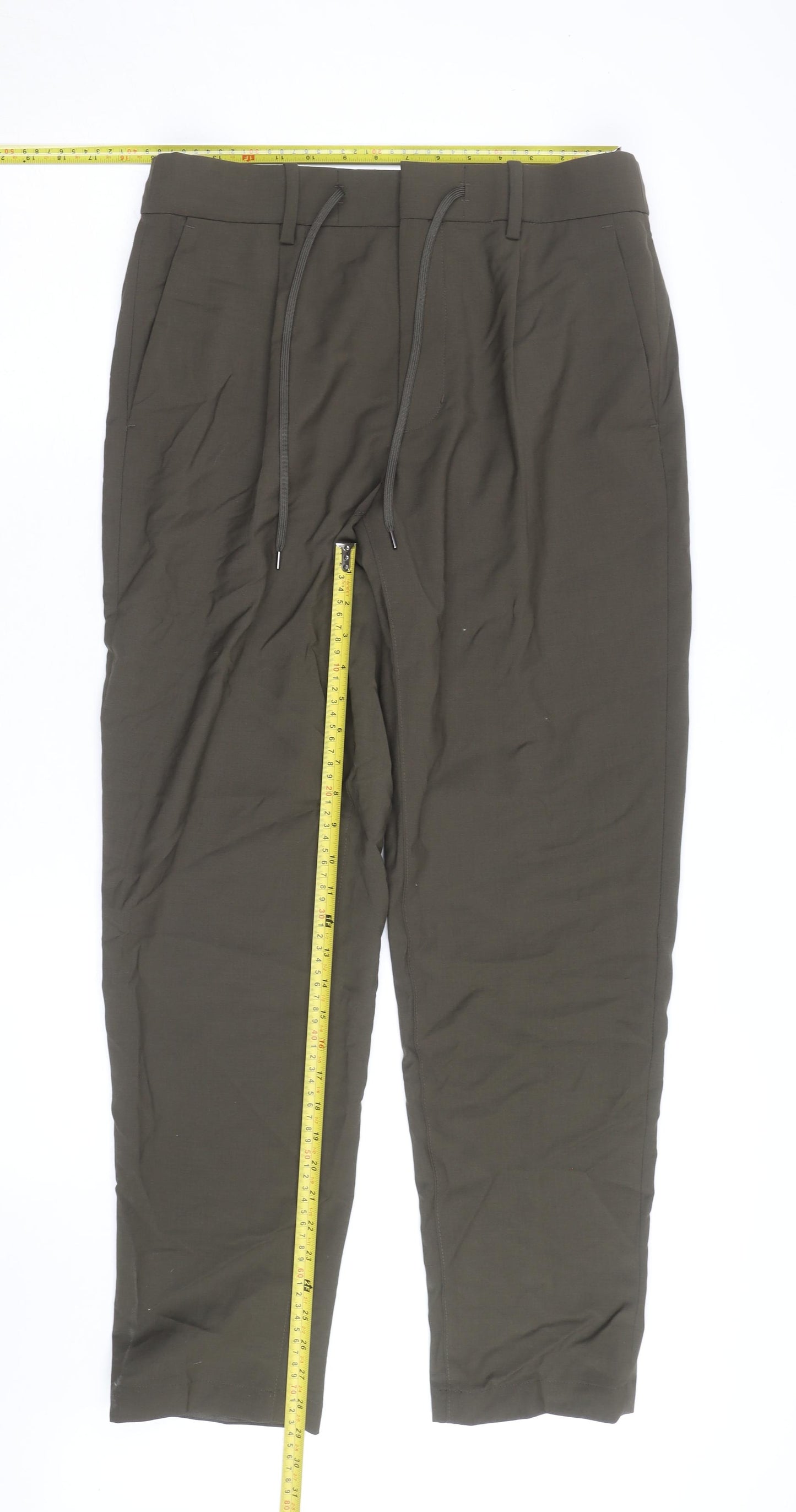 Marks and Spencer Men Green Regular Fit Tapered Performance Trousers M