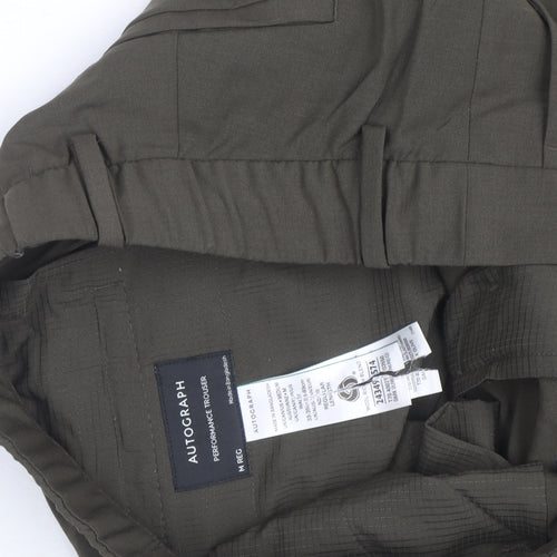 Marks and Spencer Men Green Regular Fit Tapered Performance Trousers M