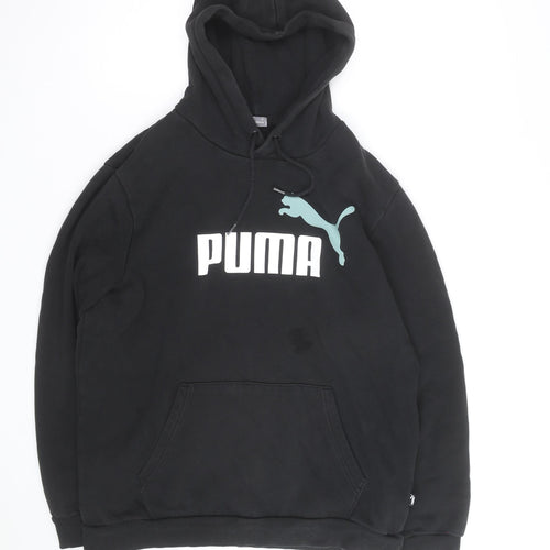 Puma Men's Black Pullover Hoodie M Graphic Logo Casual Wear