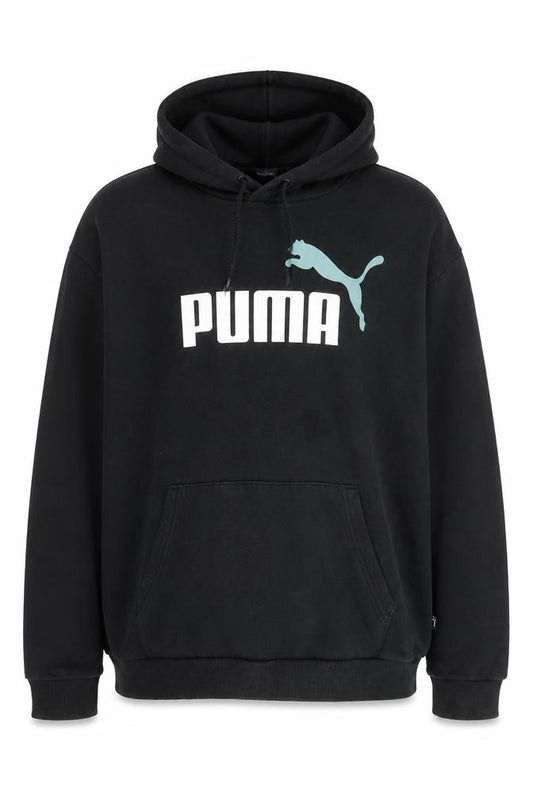Front view of Puma Men's Black Pullover Hoodie M Graphic Logo Casual Wear