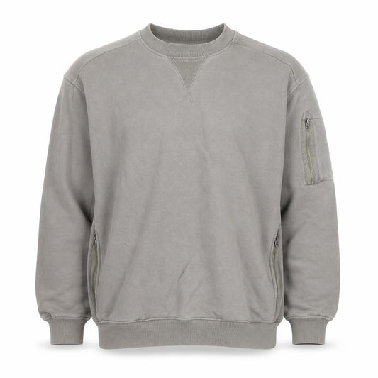Front view of Next Men's Grey XL Crew Neck Pullover Sweatshirt with Zip Pockets