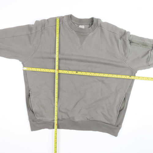 Next Men's Grey XL Crew Neck Pullover Sweatshirt with Zip Pockets