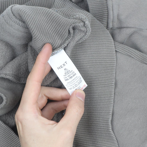 Next Men's Grey XL Crew Neck Pullover Sweatshirt with Zip Pockets