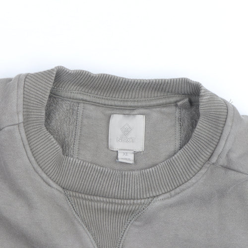 Next Men's Grey XL Crew Neck Pullover Sweatshirt with Zip Pockets