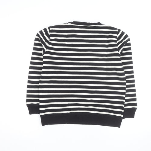 A.P.C. Men's Black Striped Crew Neck Cotton Sweatshirt S