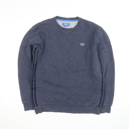 Adidas Mens Blue Crew Neck Pullover Sweatshirt M Regular Fit