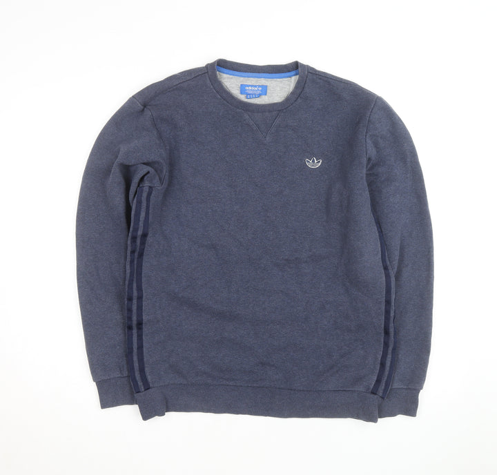 Adidas Mens Blue Crew Neck Pullover Sweatshirt M Regular Fit