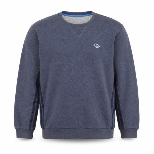 Front view of Adidas men’s blue crew neck pullover sweatshirt m regular fit