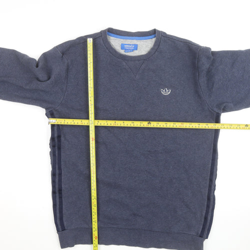 Adidas Mens Blue Crew Neck Pullover Sweatshirt M Regular Fit