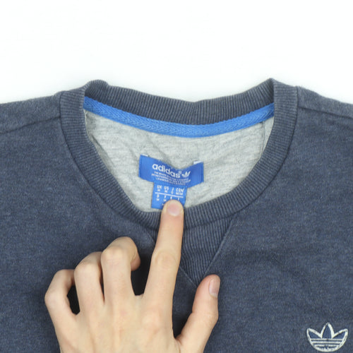 Adidas Mens Blue Crew Neck Pullover Sweatshirt M Regular Fit