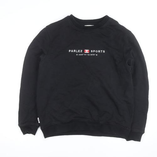 Parlez Men's Black Medium Crew Neck Pullover Sweatshirt