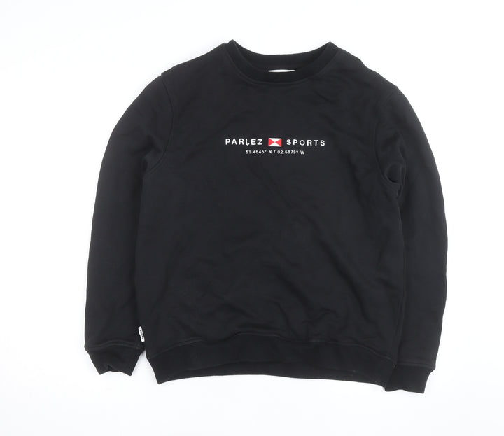 Parlez Men's Black Medium Crew Neck Pullover Sweatshirt