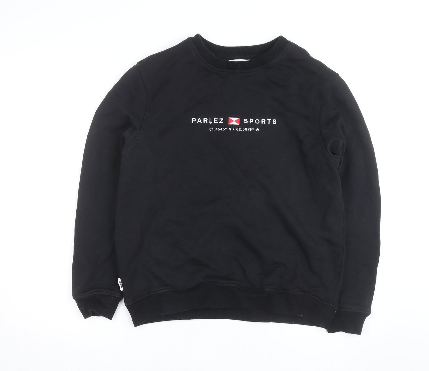 Parlez Men's Black Medium Crew Neck Pullover Sweatshirt