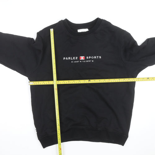 Parlez Men's Black Medium Crew Neck Pullover Sweatshirt