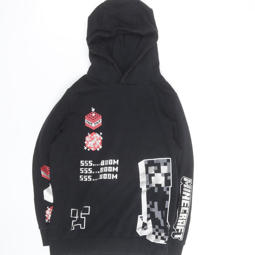 Minecraft Boys Black Pullover Hoodie 10-11 Years Creeper TNT Print