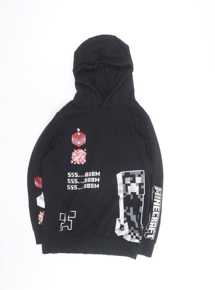 Minecraft Boys Black Pullover Hoodie 10-11 Years Creeper TNT Print