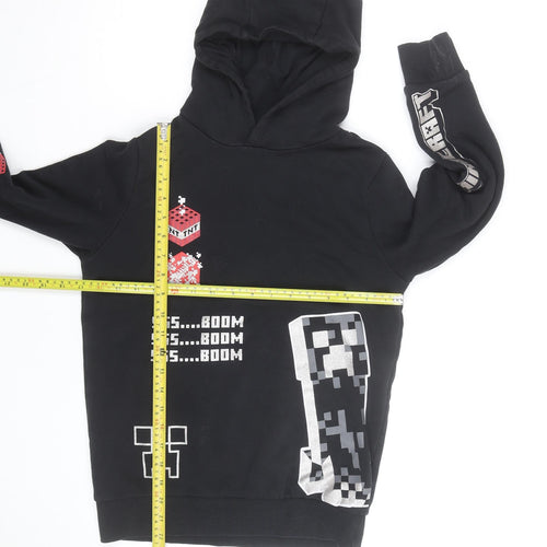 Minecraft Boys Black Pullover Hoodie 10-11 Years Creeper TNT Print