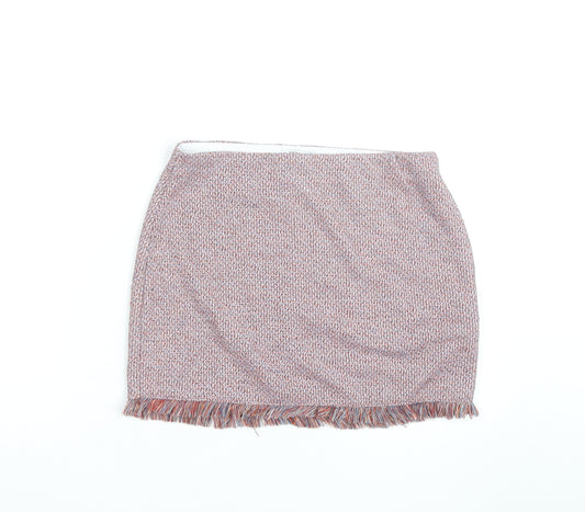Zara Women Multicoloured Tweed Fringe Mini Skirt Size S