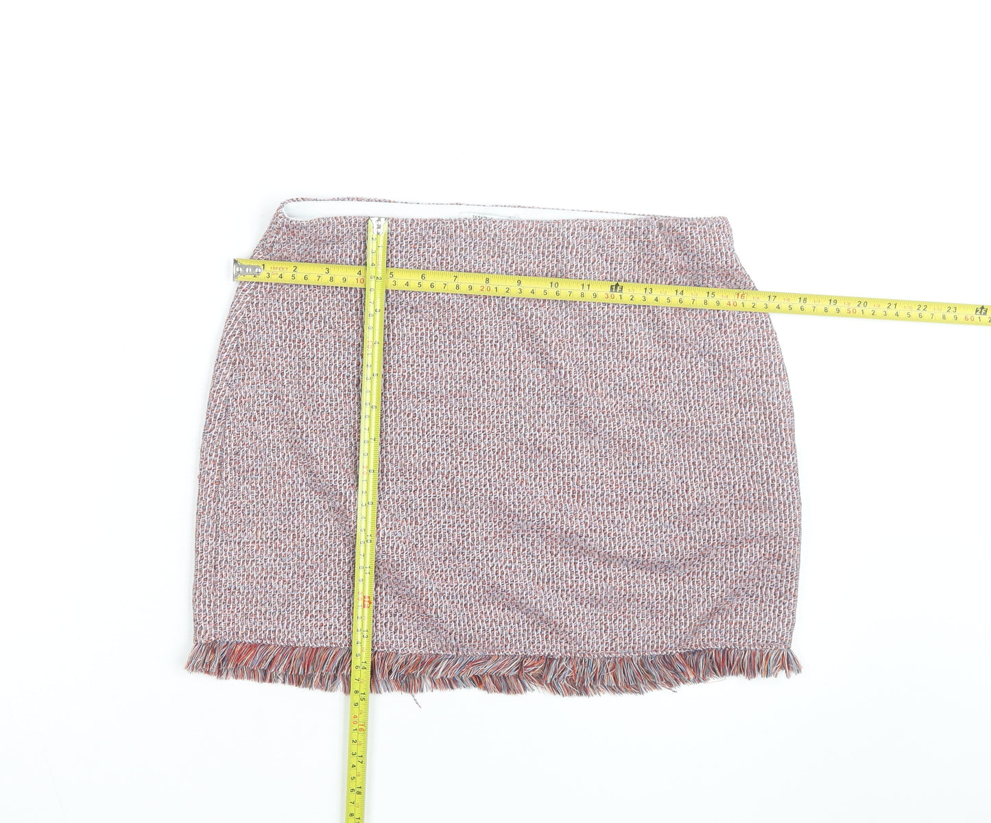 Zara Women Multicoloured Tweed Fringe Mini Skirt Size S