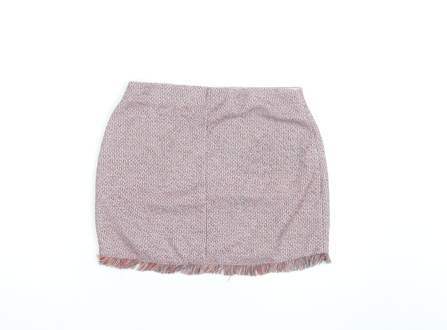 Zara Women Multicoloured Tweed Fringe Mini Skirt Size S