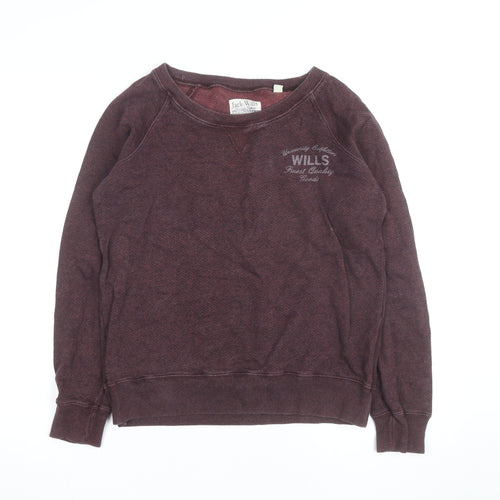 Jack Wills Womens Burgundy Crew Neck Sweatshirt UK 10 Cotton Blend