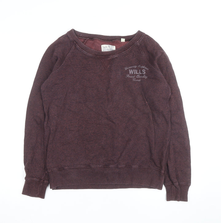 Jack Wills Womens Burgundy Crew Neck Sweatshirt UK 10 Cotton Blend