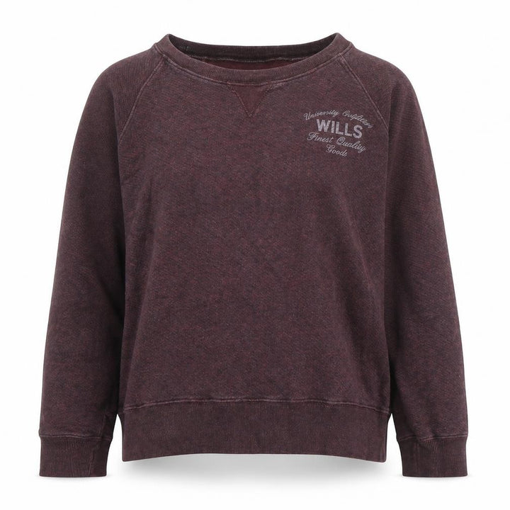 Jack Wills Womens Burgundy Crew Neck Sweatshirt UK 10 Cotton Blend