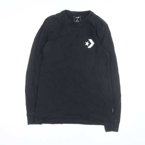 Converse Men's Black Classic Fit Long Sleeve Graphic Top Size S