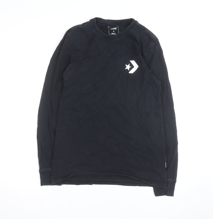 Converse Men's Black Classic Fit Long Sleeve Graphic Top Size S
