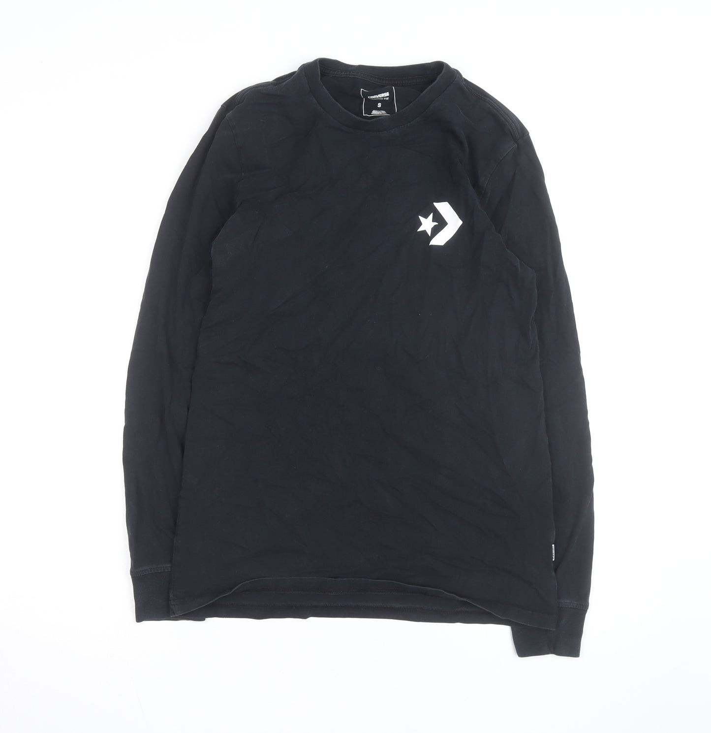 Converse Men's Black Classic Fit Long Sleeve Graphic Top Size S