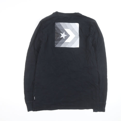 Converse Men's Black Classic Fit Long Sleeve Graphic Top Size S