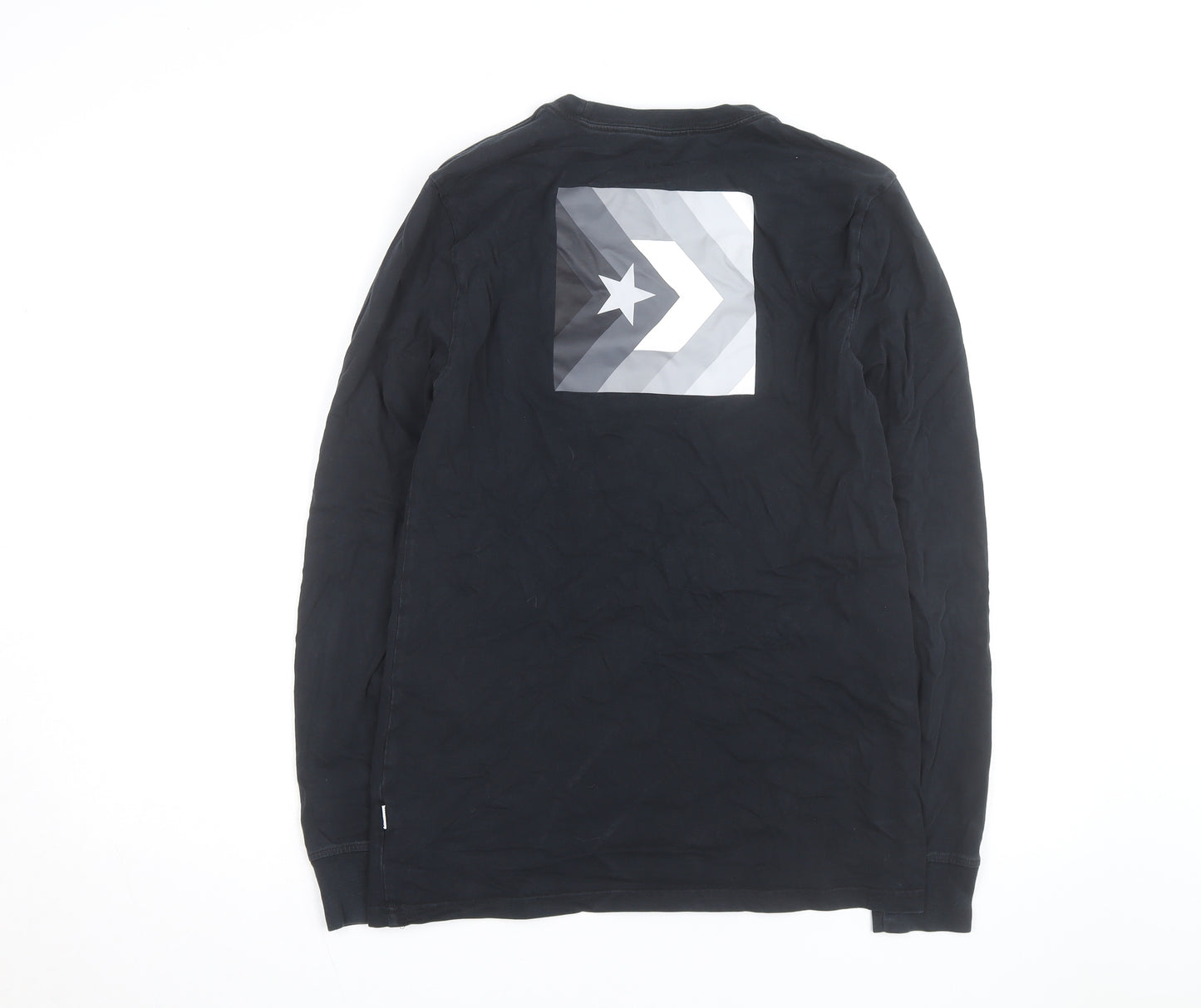 Converse Men's Black Classic Fit Long Sleeve Graphic Top Size S