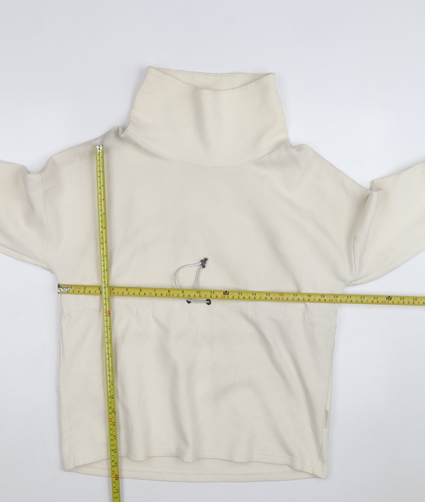 Varley Unisex Ivory High Neck Pullover Sweatshirt XS Relaxed Fit