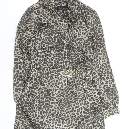 Black Rivet Women’s Brown Leopard Print Belted Rain Coat Size S