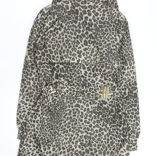 Black Rivet Women’s Brown Leopard Print Belted Rain Coat Size S