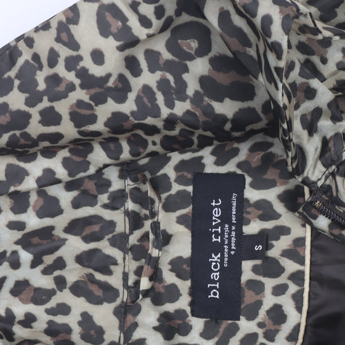 Black Rivet Women’s Brown Leopard Print Belted Rain Coat Size S