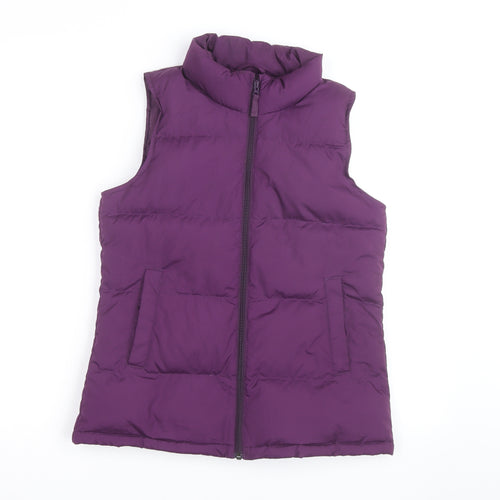 Lands' End Teens Purple Puffer Waistcoat Size 14 Polyester Zip
