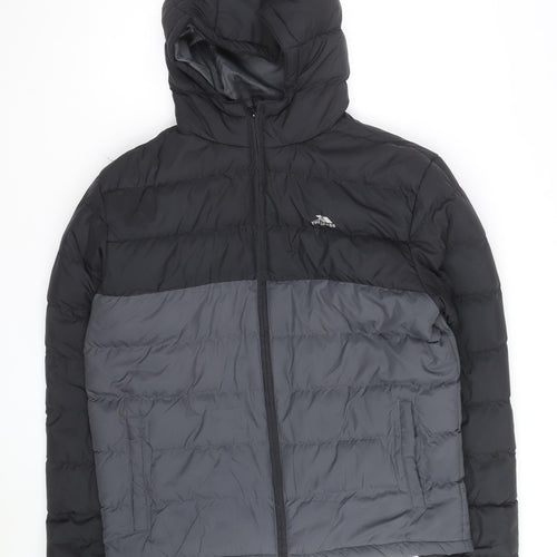 Trespass Men's Grey Hooded Puffer Jacket Size M Water Resistant