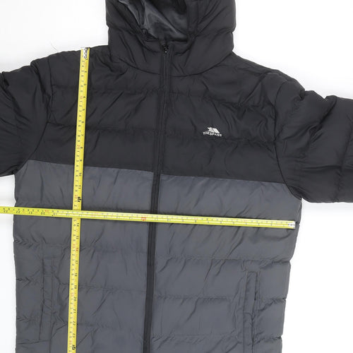 Trespass Men's Grey Hooded Puffer Jacket Size M Water Resistant