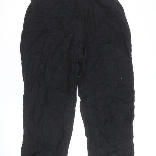 Crea Concept Women's Black Linen Straight Trousers Size 16