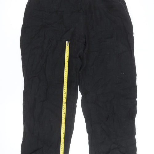 Crea Concept Women's Black Linen Straight Trousers Size 16