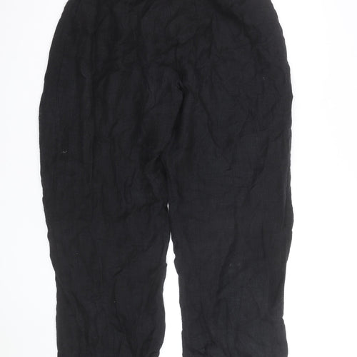 Crea Concept Women's Black Linen Straight Trousers Size 16